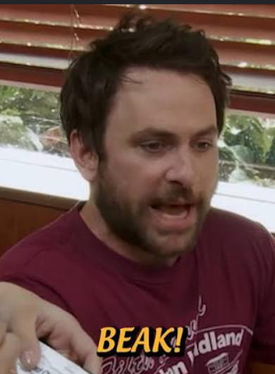 Charlie Kelly screaming his beak food order in It's Always Sunny